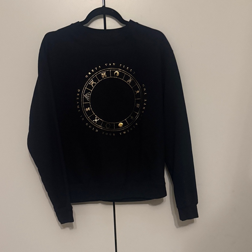 Black Sweatshirt with Gold Graphic Greta Van Fleet